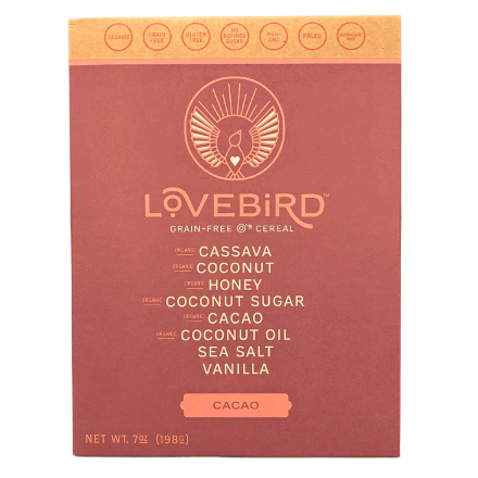 Front of Lovebird Grain-Free Cacao Cereal