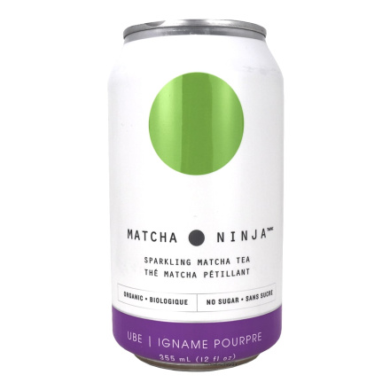 Front of Matcha Ninja Sparkling Matcha Tea Ube