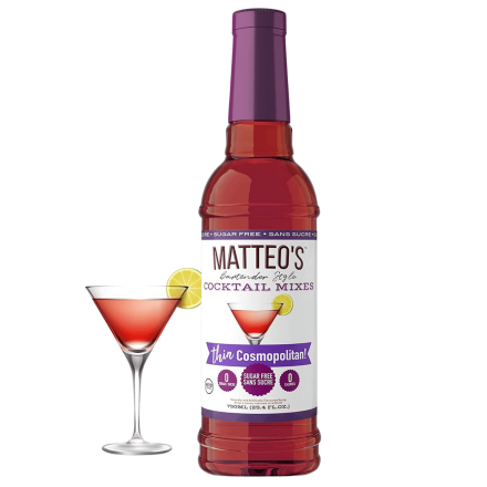 Front of Matteo’s Bartender Style Cocktail Mixes Thin Cosmopolitan, 750mL