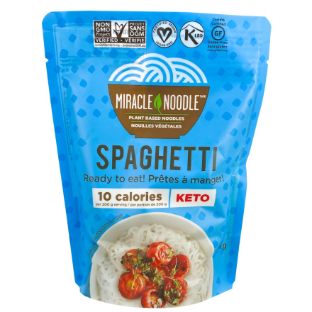 Front of Miracle Noodle Ready to Eat Keto Plant-Based Noodles Spaghetti, 200g