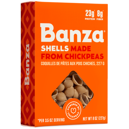 Front of Banza Chickpea Pasta Shells, 227g