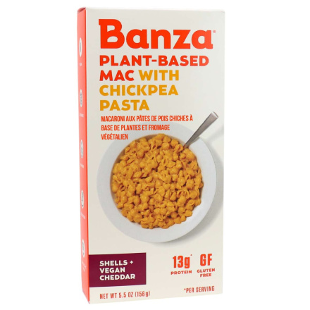 Front of Banza Plant-Based Chickpea Pasta Mac & Vegan Cheese, 156g