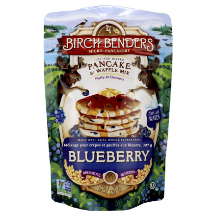 Front of Birch Benders Blueberry Pancake and Waffle Mix