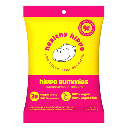 Front of Healthy Hippo Low Sugar Hippo Gummies, 50g