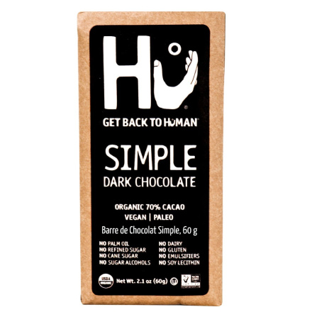 Front of Hu Simple Chocolate Bar, 60g