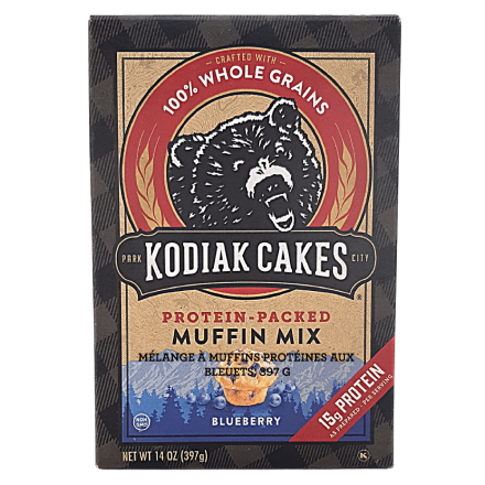 Front of Kodiak Cakes Protein-Packed Muffin Mix Blueberry, 397g
