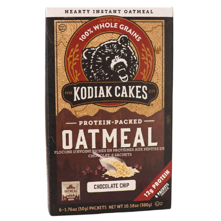 Front of Kodiak Cakes Protein-Packed Chocolate Chip Oatmeal, 6 Packets