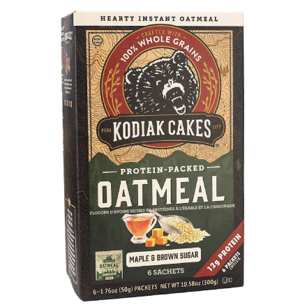 Front of Kodiak Cakes Protein-Packed Maple & Brown Sugar Oatmeal, 6 Packets