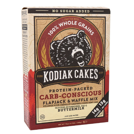 Front of Kodiak Cakes Carb-Conscious Buttermilk Pancake & Waffle Mix, 340g
