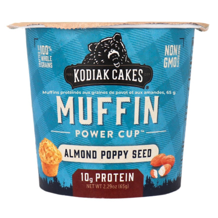 Front of Kodiak Protein Muffin Power Cup Almond Poppy Seed
