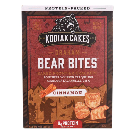 Front of Kodiak Cakes Bear Bites Cinnamon Graham Crackers, 255g