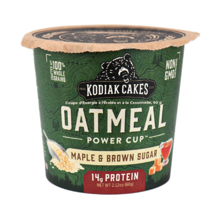 Front of Kodiak Cakes Maple & Brown Sugar Oatmeal Unleashed Cup, 60g