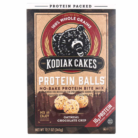 Front of Kodiak Cakes No Bake Oatmeal Chocolate Chip Protein Ball Mix, 360g