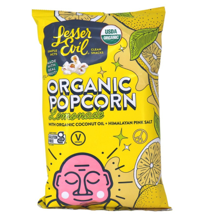 Front of Lesser Evil Organic Popcorn Lemonade, 130g