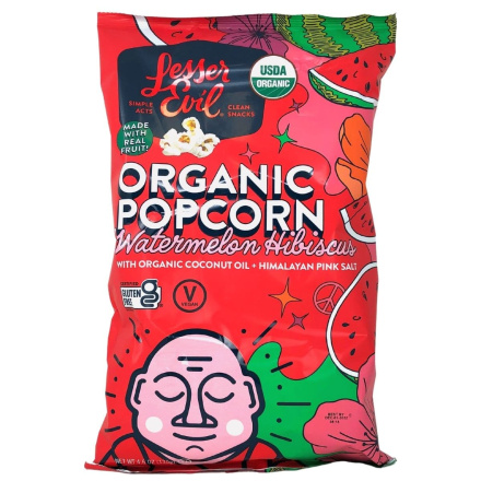 Front of Lesser Evil Popcorn Watermelon Hibiscus