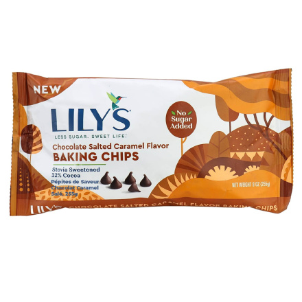Front of Lily's Baking Chips Chocolate Salted Caramel Flavour, 255g