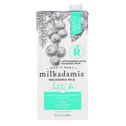 Front of Milkadamia Latte Da Barista Macadamia Milk, 946ml