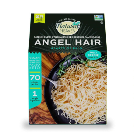 Front of Natural Heaven Veggie Pasta Angel Hair Made with Palm Hearts, 255g