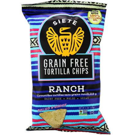 Front of Siete Ranch Grain Free Tortilla Chips, 113g