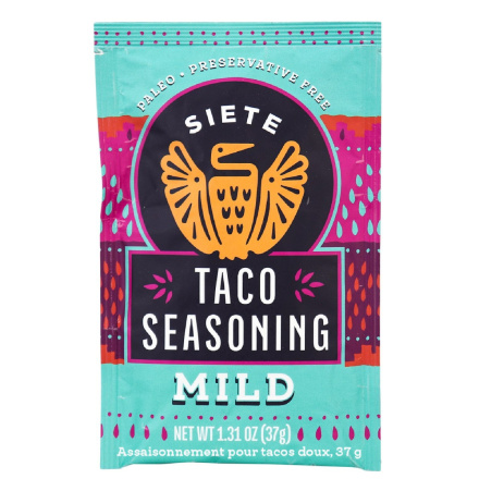 Front of Siete Taco Seasoning Mild, 37g