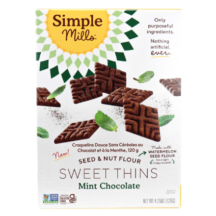 Front of Simple Mills Sweet Thins Mint Chocolate