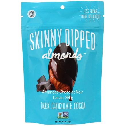 Front of Skinny Dipped Almonds Dark Chocolate Cocoa