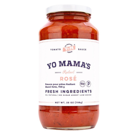 Front of Yo Mama's Radiant Rosé Keto Pasta Sauce, 708g