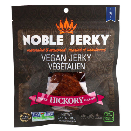 Front of Noble Jerky Vegan Jerky Sticky Hickory, 70g