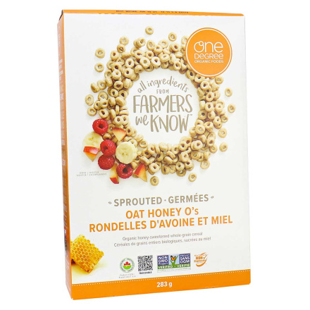 Front of One Degree Gluten-Free Sprouted Oat Honey O's, 283g