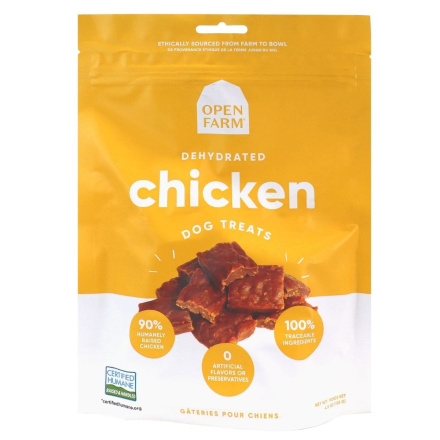 Front of Open Far Dehydrated Chicken Dog Treat