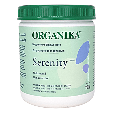 Front of Organika Magnesium Bisglycinate Serenity Unflavoured, 250g