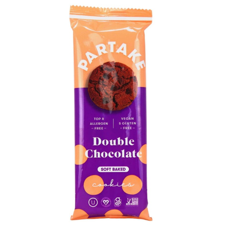 Front of Partake Allergen-Free Double Chocolate Cookie Snack Pack