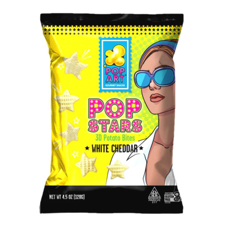 Front of Pop Art Pop Stars 3D Potato Bites White Cheddar