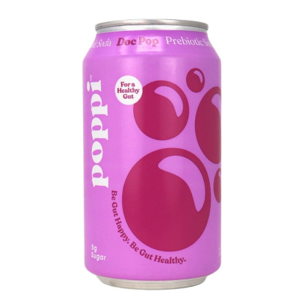 Front of Poppi Prebiotic Soda Doc Pop