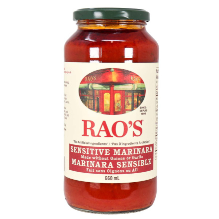 Front of Rao's Homemade Sensitive Marinara Sauce, 680g