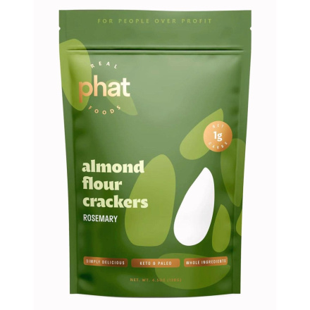 Front of Real Phat Foods Keto Almond Flour Crackers Rosemary