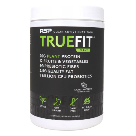 Front of RSP Nutrition True Fit Plant-Based Protein Salted Chocolate