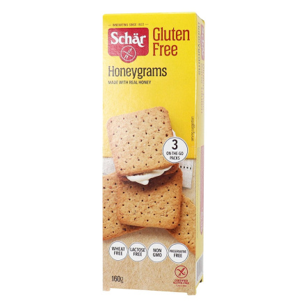 Front of Schär Gluten Free Honeygrams, 160g