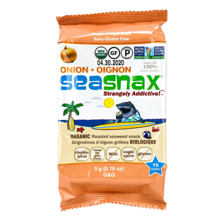 SeaSnax Organic Onion Roasted Seaweed Snack, 5g