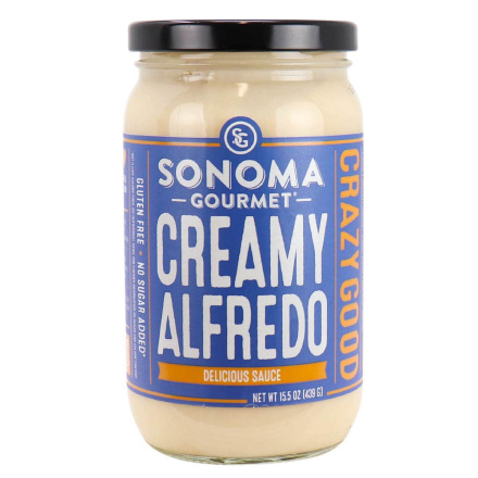 Front of Sonoma Gourmet Keto Creamy Alfredo Delicious Sauce, 439g