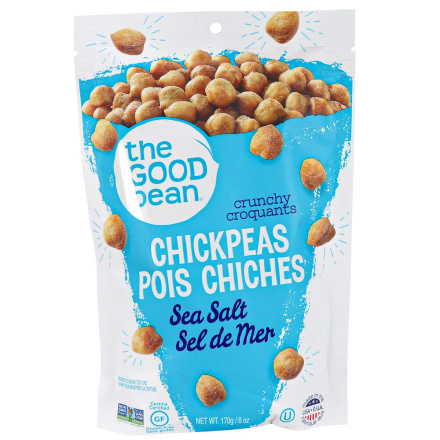 Front of The Good Bean Chickpea Snacks Crunchy Chickpeas Sea Salt, 170g