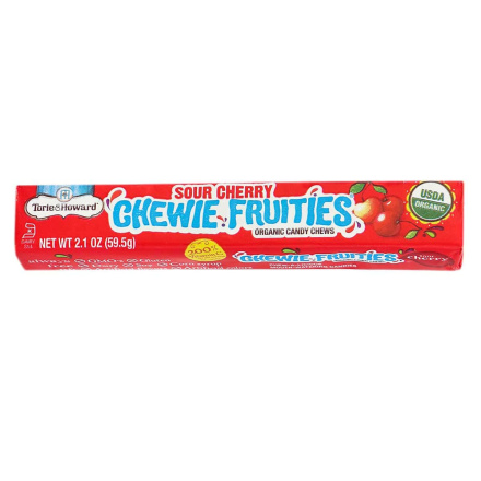 Front of Torie & Howard Chewie Fruities Organic Candy Chews Sour Cherry, 59.5g
