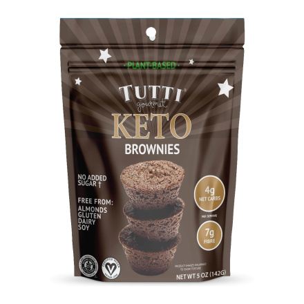 Front of Tutti Gourmet Vegan Keto Brownies, 142g