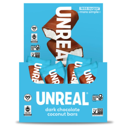 Front of Unreal Dark Chocolate Coconut Bars 40ct