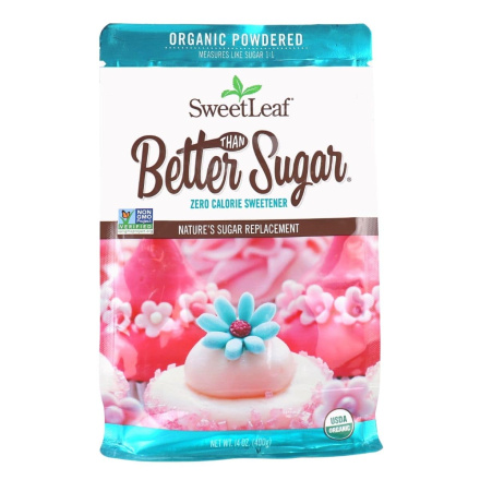 Front of SweetLeaf Better Than Sugar Organic Powdered Sugar Replacement 