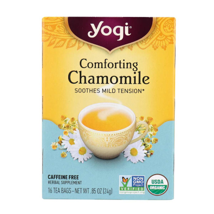 Front of Yogi Comforting Chamomile Caffeine Free, 16 Bags
