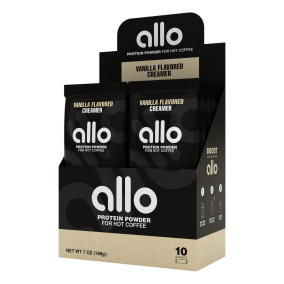 Front of Allo Protein Powder Creamer For Hot Coffee Vanilla