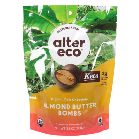 Front of Alter Eco Keto Organic Dark Chocolate Almond Butter Bombs, 108g