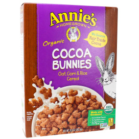 Front of Annie’s Homegrown Organic Cocoa Bunnies Cereal, 283.5g