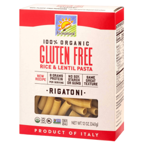 Front of Bionaturae 100% Organic Gluten Free Rice & Lentil Pasta Rigatoni, 340g